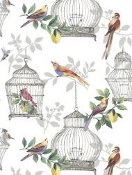Scalamandre: Audubon WP SC 1900 AUDU Songbirds on White