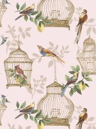 Scalamandre: Audubon WP SC 1901 AUDU Songbirds on Rose