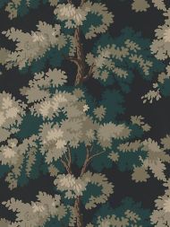 Sandberg for Scalamandre: Raphael WP WSB 0081 0444 Black/Dark Green